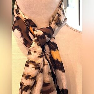 Zebra Print Scarf with Yellow Highlights Rectangle 13 x 42 Animal Print Neutral